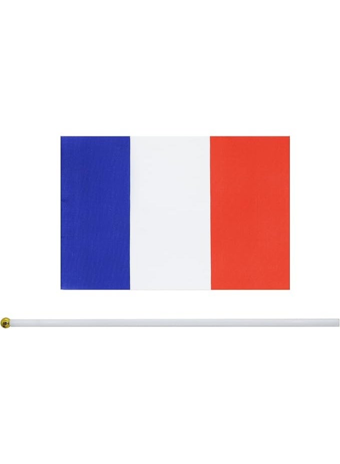 France National Flag A5 Size Handheld – Fabric Country Flag with Stick – Blue, White & Red – Pack of 5 - Image 2
